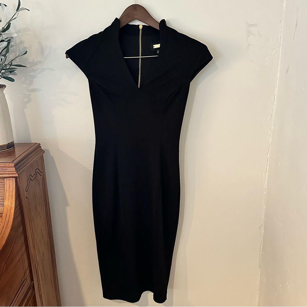 Alexia Admor Katrina Military Black Midi Dress size XS